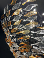 Luxury Glass Leaves Floating Chandelier with High-Quality Finish for Hotel, Villa, Living Room