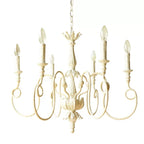 French Vintage Country Style White Rustic Iron Art Chandelier 6 / 8 Lights for Dining Room Bedroom Living Room