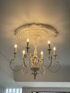 French Vintage Country Style White Rustic Iron Art Chandelier 6 / 8 Lights for Dining Room Bedroom Living Room