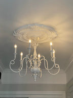 French Vintage Country Style White Rustic Iron Art Chandelier 6 / 8 Lights for Dining Room Bedroom Living Room