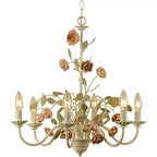 American Country Style Rustic Vintage Wrought Iron Flower Rose Chandelier Art Lamp for Bedroom Study Dining