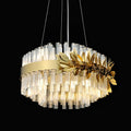 Modern Round / rectangular Gold Leaves Crystal Chandelier for Living Room / dining Room