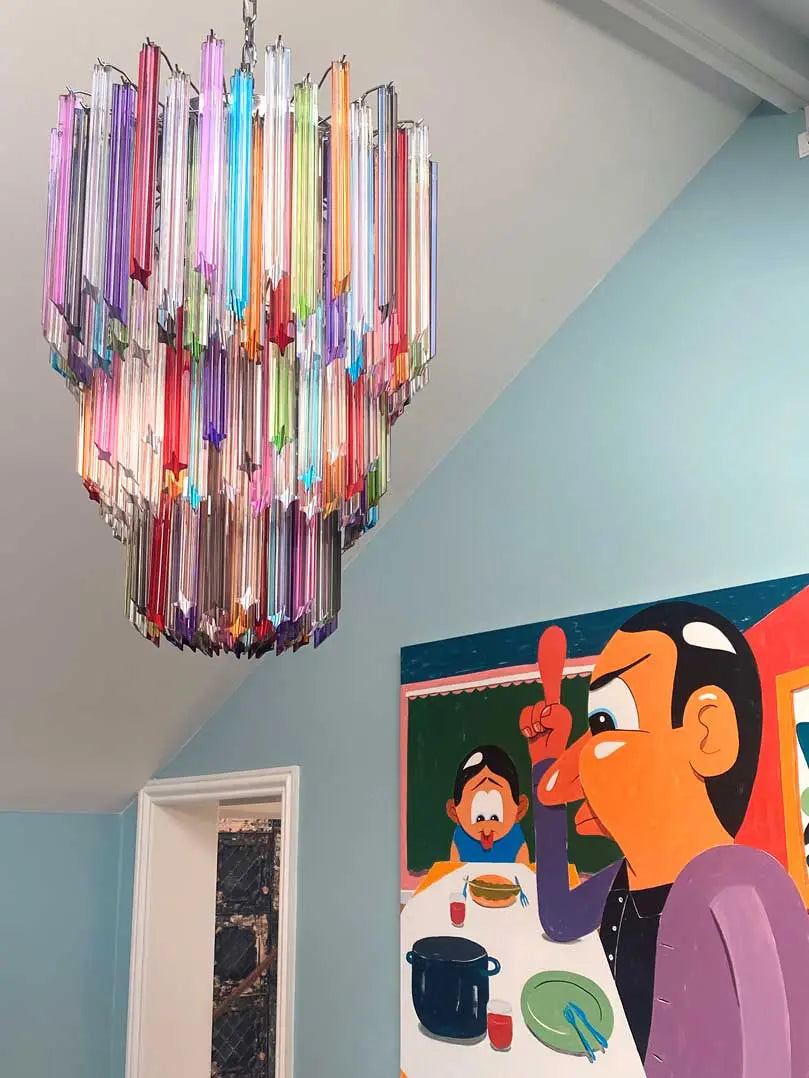 Murano Glass Chandelier – 184 Prisms – Multi