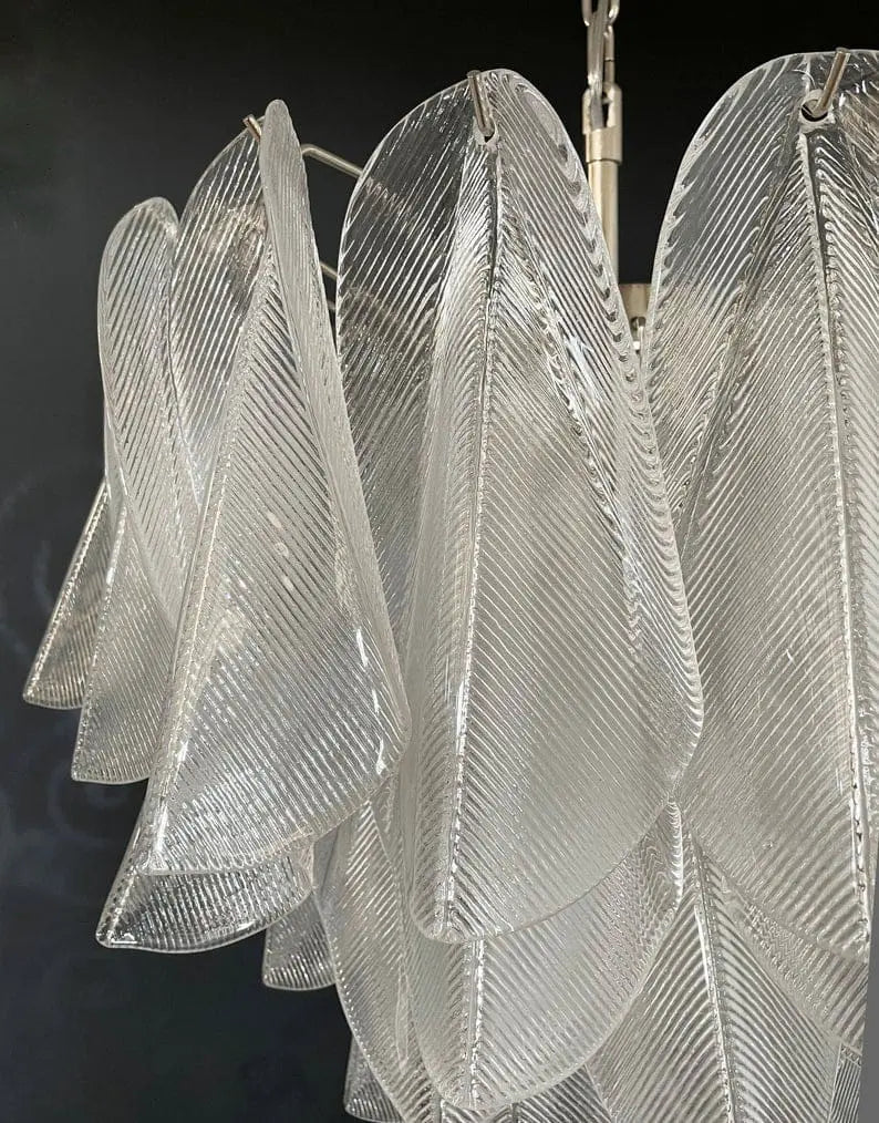 Murano Chandelier – Rondini – 41 Glass Leaves – Transparent