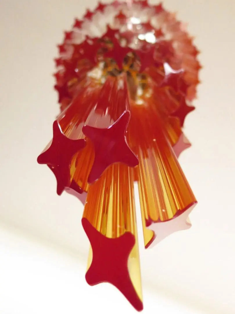 Murano Glass Chandelier – Spiral – 86 Prisms – Amber