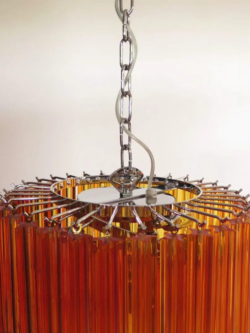 Murano Glass Chandelier – Spiral – 86 Prisms – Amber