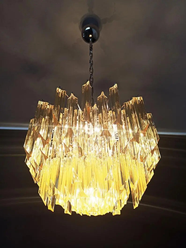 Murano Glass Chandelier – 107 Prisms – Yellow
