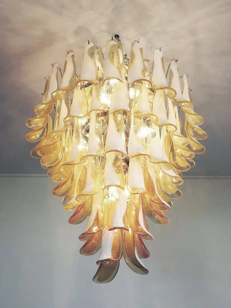 Murano Glass Chandelier – 85 Petals – Caramel
