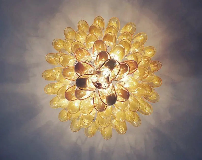 Murano Glass Chandelier – 85 Petals – Caramel