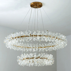 Postmodern Two-Tier Ring Crystal Chandelier