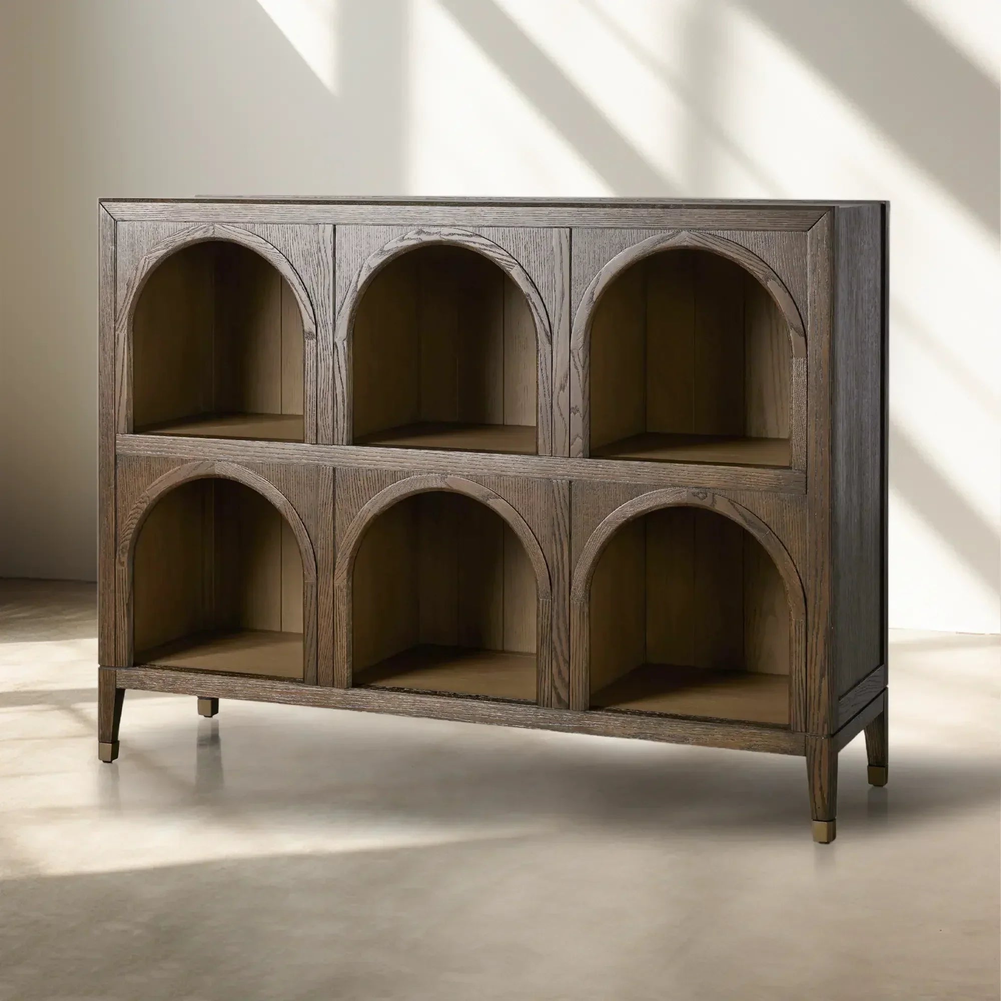 Hattie Arched Storage Cabinet in Oak 60.75-Inchw