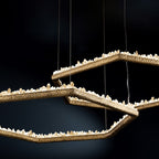 Hand Hammered Brass Natural Crystal Chandelier for High-Ceiling / low-Ceiling