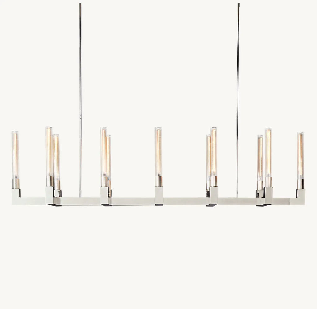 Modern Linear Round / linear Tubular Glass Chandelier for Dining Room / kitchen Island