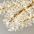 Round Wheel Frozen Ice Crystal Chandelier Light with K9 Crystals for Living Room Dining Hall