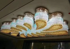 Custom Extra Large Floral Flush Mount Crystal Chandelier with Stainless Steel Finish for Hotel Restaurant