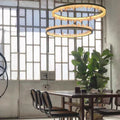 Modern Round Chandelier with Brass / black Finish and Natural Quartz Crystals