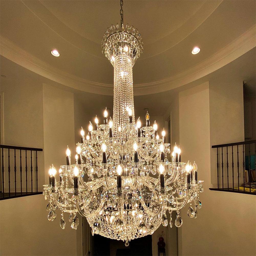 Extra Large European-Style Multi-Layers Candle Luxury Crystal Chandelier Gold Art Foyer / staircase Decorative