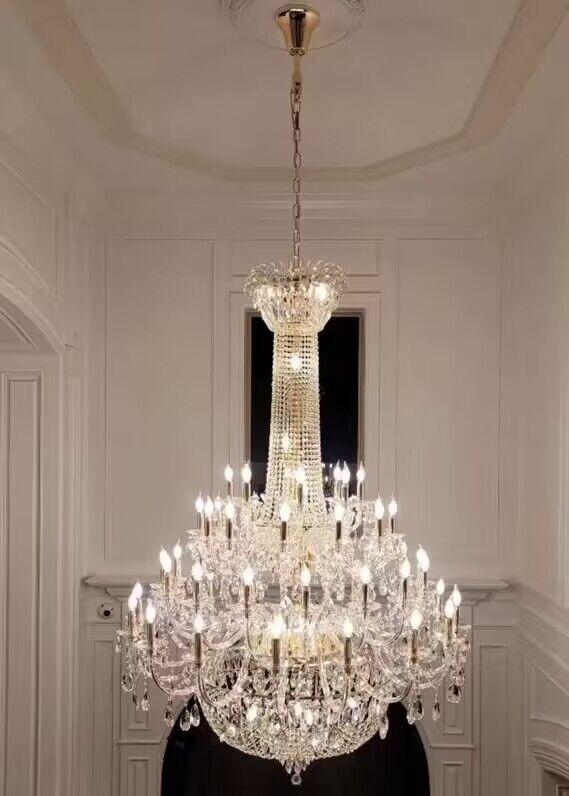 Extra Large European-Style Multi-Layers Candle Luxury Crystal Chandelier Gold Art Foyer / staircase Decorative