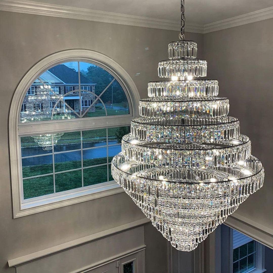 Chrome / Silver / Gold Extra Large Chandelier for Foyer Living Room Staircase Crystal Ceiling Lighting