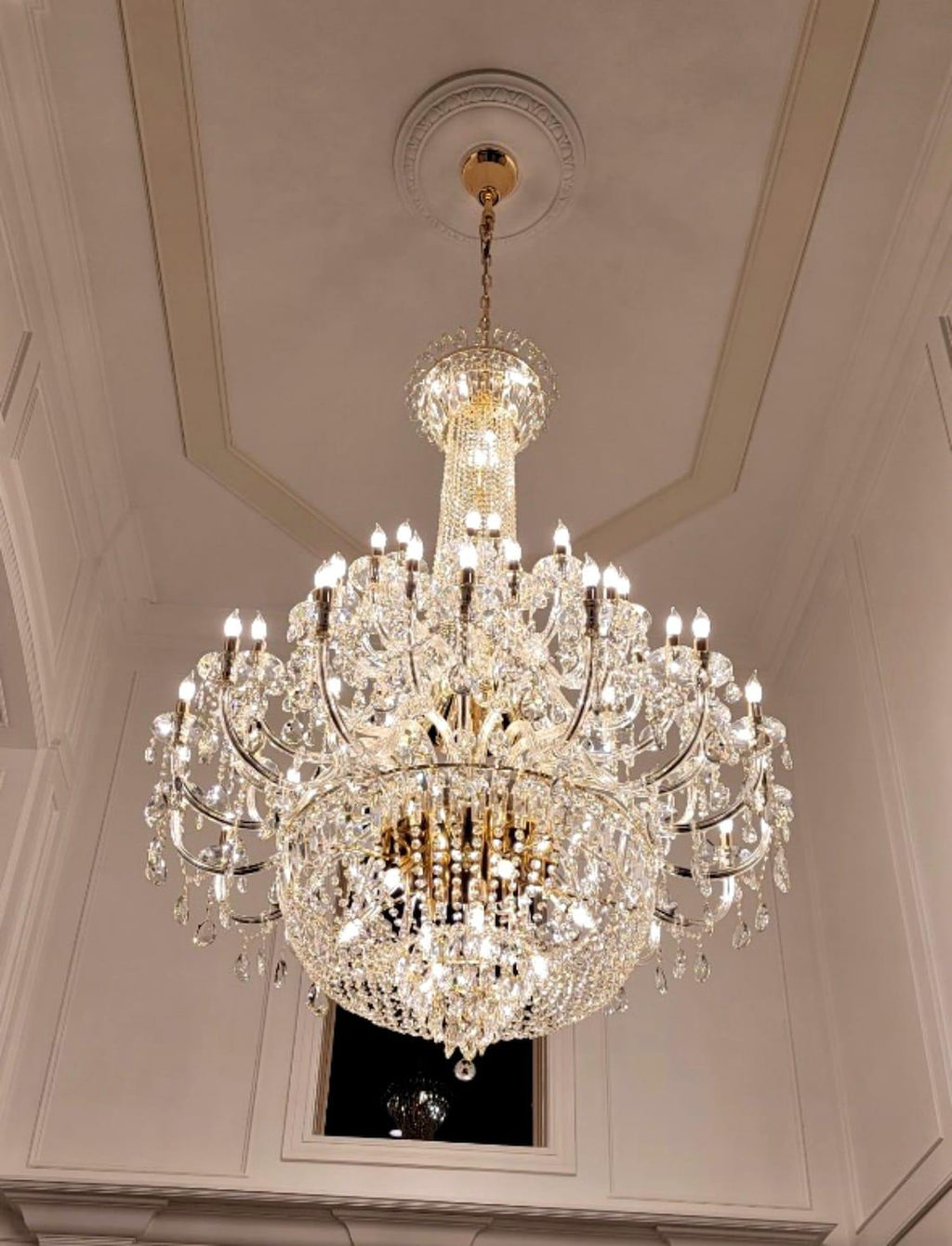 Extra Large European-Style Multi-Layers Candle Luxury Crystal Chandelier Gold Art Foyer / staircase Decorative