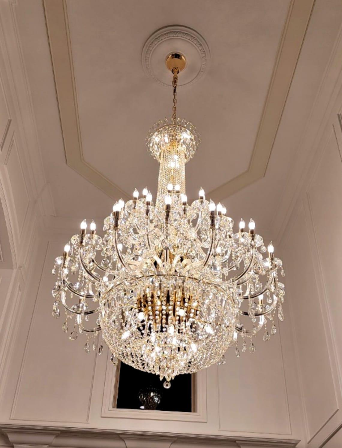 Extra Large European-Style Multi-Layers Candle Luxury Crystal Chandelier Gold Art Foyer / staircase Decorative