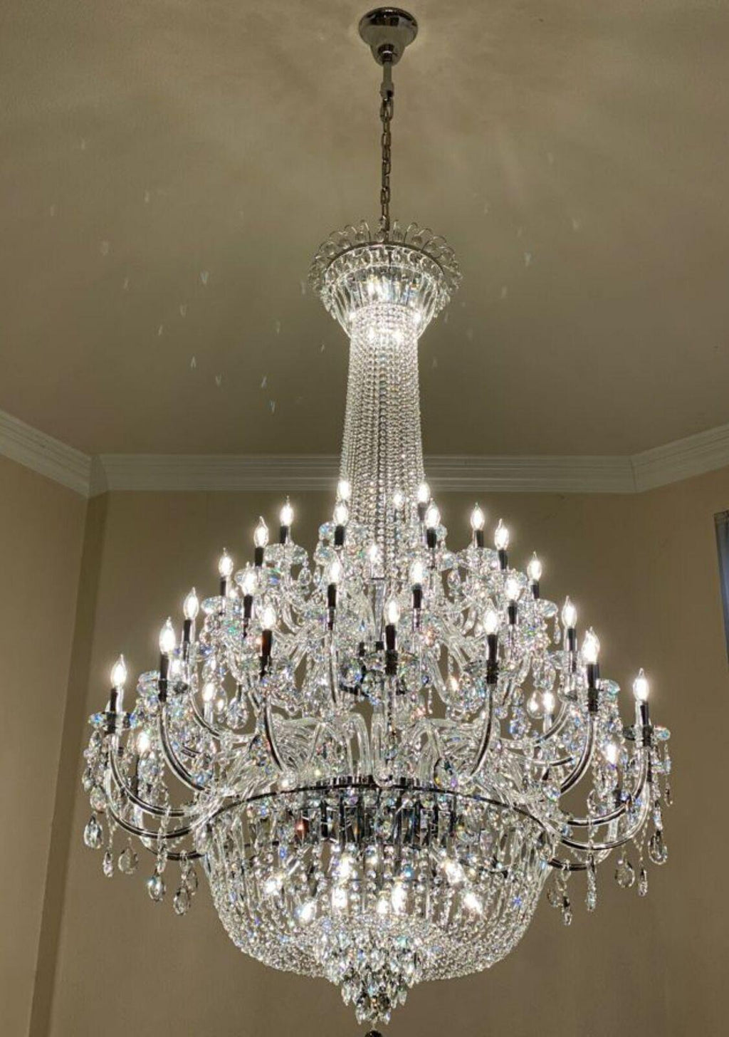 Extra Large European-Style Multi-Layers Candle Luxury Crystal Chandelier Gold Art Foyer / staircase Decorative