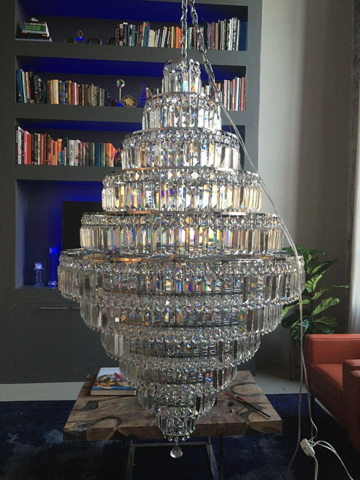 Chrome / Silver / Gold Extra Large Chandelier for Foyer Living Room Staircase Crystal Ceiling Lighting