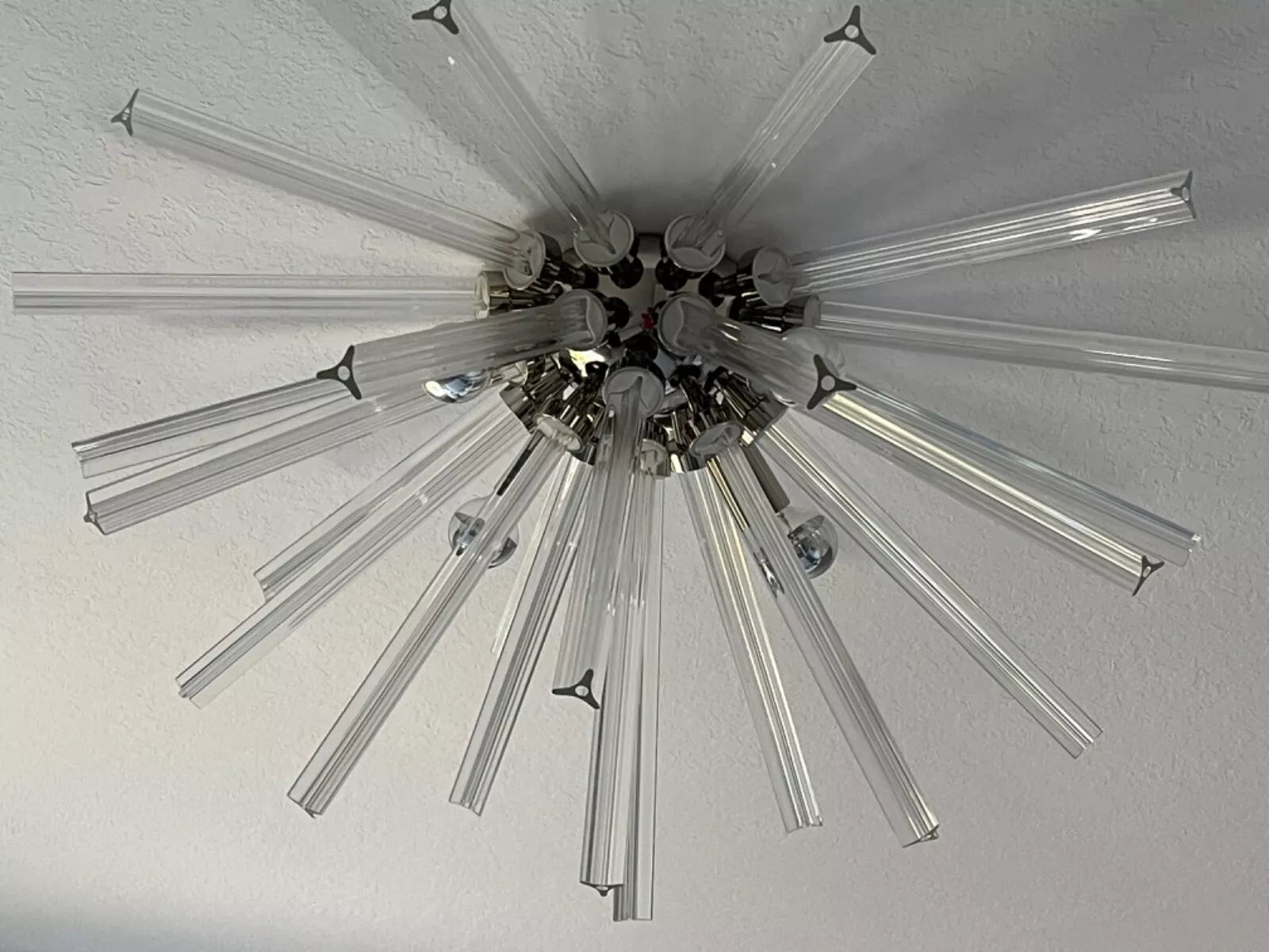 Flush Mount Sputnik Chandelier with Crystal and Metal Finish