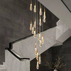 Modern Cascade Raindrop Round Spiral Crystal Chandelier for Staircase / foyer