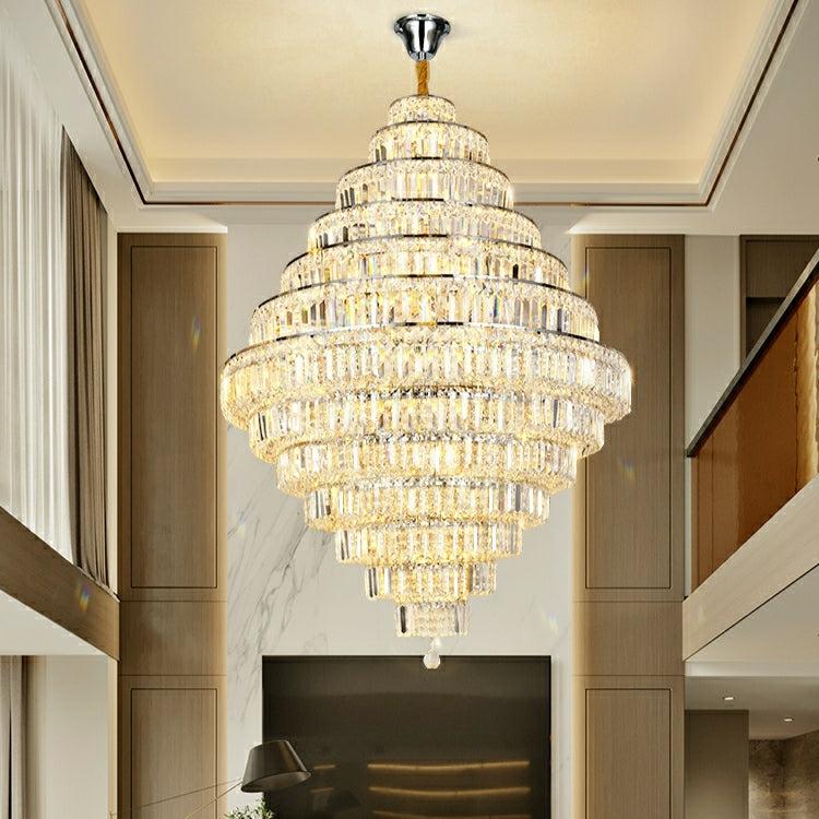 Chrome / Silver / Gold Extra Large Chandelier for Foyer Living Room Staircase Crystal Ceiling Lighting