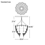 Oversized Modern Aluminium Chain Tassel Pendant Chandelier with Multi-Crafted Finish for Large Living Room