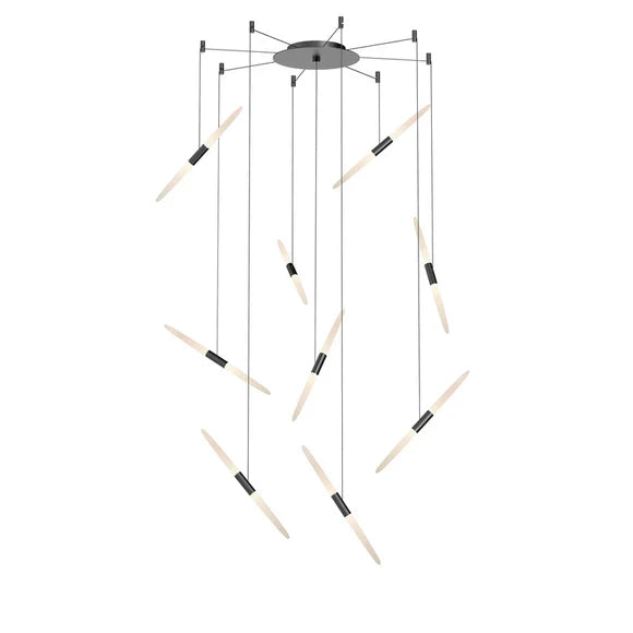 Modern Floating Acrylic Stick Chandelier for High-Ceiling