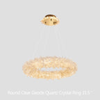 24-47 Inch Round Clear Geode Quartz Crystal Ring Pendant Light Modern Chandelier for Living Room