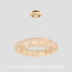24-47 Inch Round Clear Geode Quartz Crystal Ring Pendant Light Modern Chandelier for Living Room
