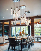 Modern Crystal Stick Chandelier with Glacier Bubble Design in Gold, Chrome, and Black Finish - High-Quality