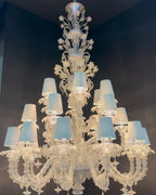 Luxury Crystal and Metal Flower Chandelier with White Lampshade for Living Room, Staircase, Hotel