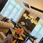 Modern Starry Smoky Gray / amber Glass Shade Chandelier with Rectangular Canopy