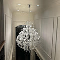 Oversized European Chrome Classic Candle Branch Crystal Chandelier for 2-Story / duplex Buildings