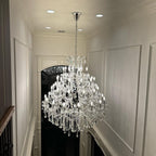 Oversized European Chrome Classic Candle Branch Crystal Chandelier for 2-Story / duplex Buildings