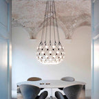 Modern Basket Pendant Chandelier with Acrylic and Metal Finish for Living and Dining Room