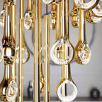 Modern Floating Long Gold Pendant Ceiling Chandelier for Living Room / high-Ceiling