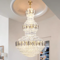 Golden Era Grand Cascade Fountain Smoky and Clear Crystal Chandelier for High-Ceiling
