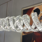 Luxury Stainless Steel Linear Spiral Crystal Chandelier for Dining Room and Kitchen Island
