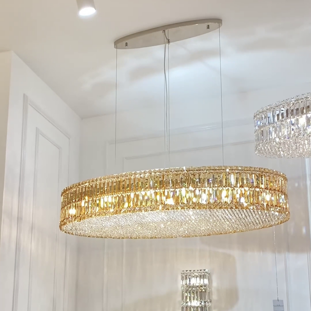 Modern Silver Ceiling Round / rectangle Crystal Chandelier Set for Living Room / dining Room / Bedroom