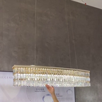 Luxury Rectangle Crystal Chandelier with White Leather for Dining Room / kitchen Island