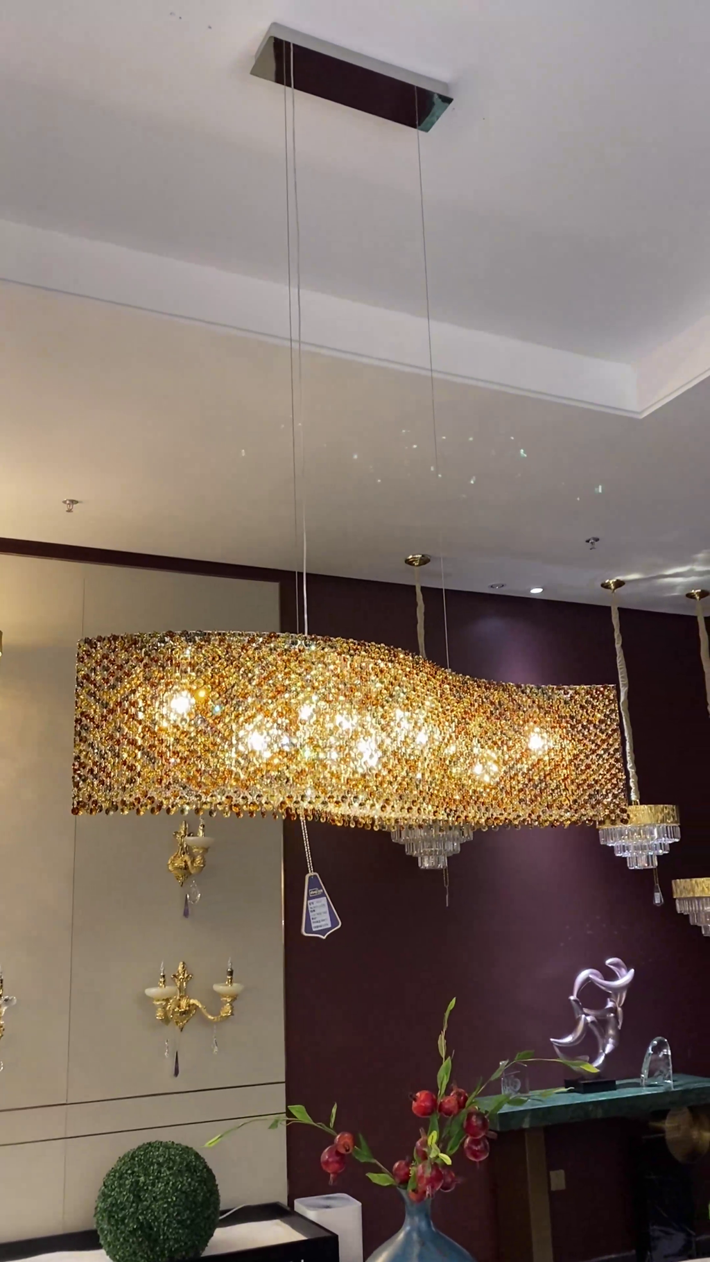 Italian Modern Light Luxury Round / wavy Crystal Chandelier Decorative Light for Living Room / dining Room