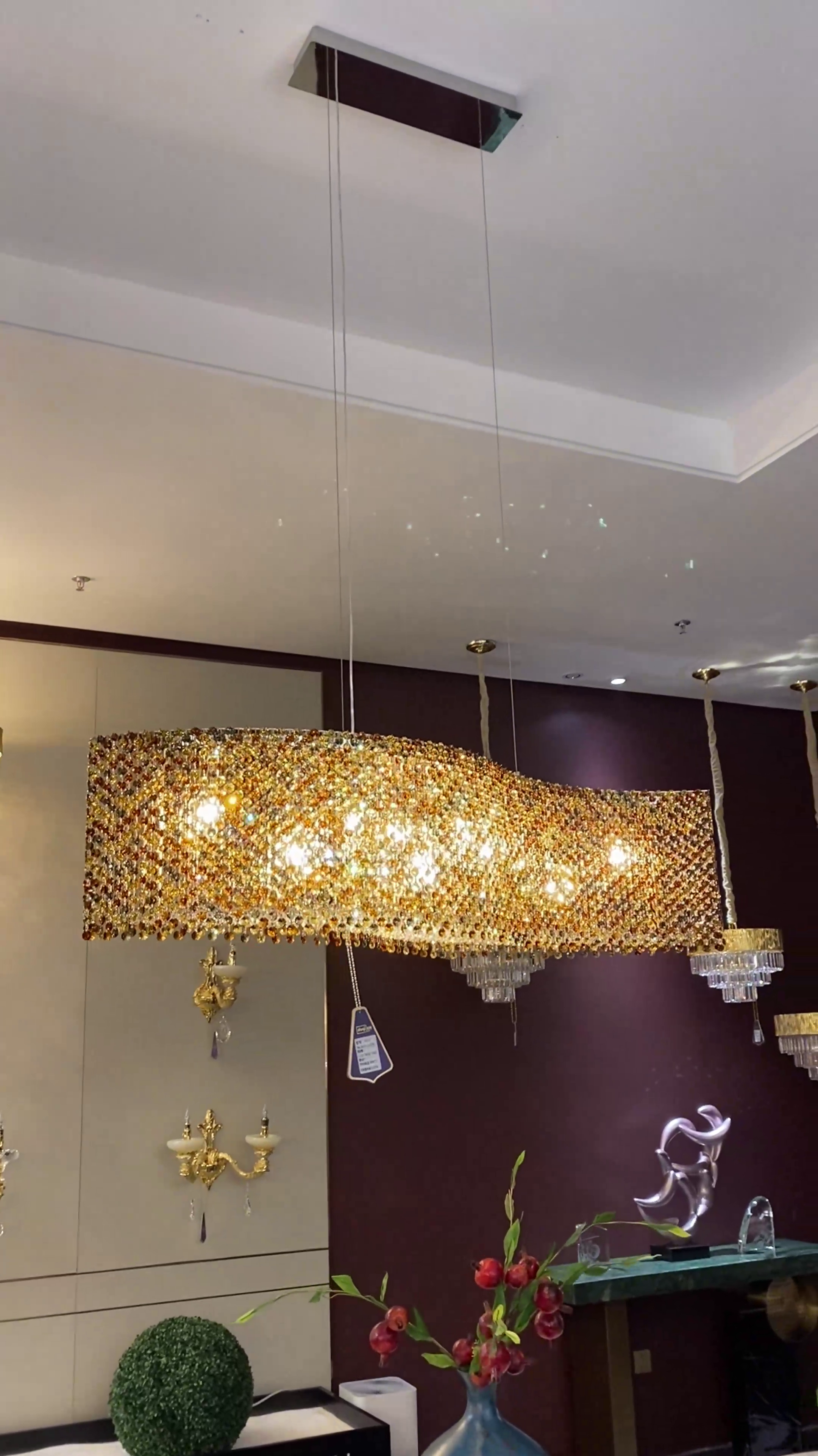 Italian Modern Light Luxury Round / wavy Crystal Chandelier Decorative Light for Living Room / dining Room