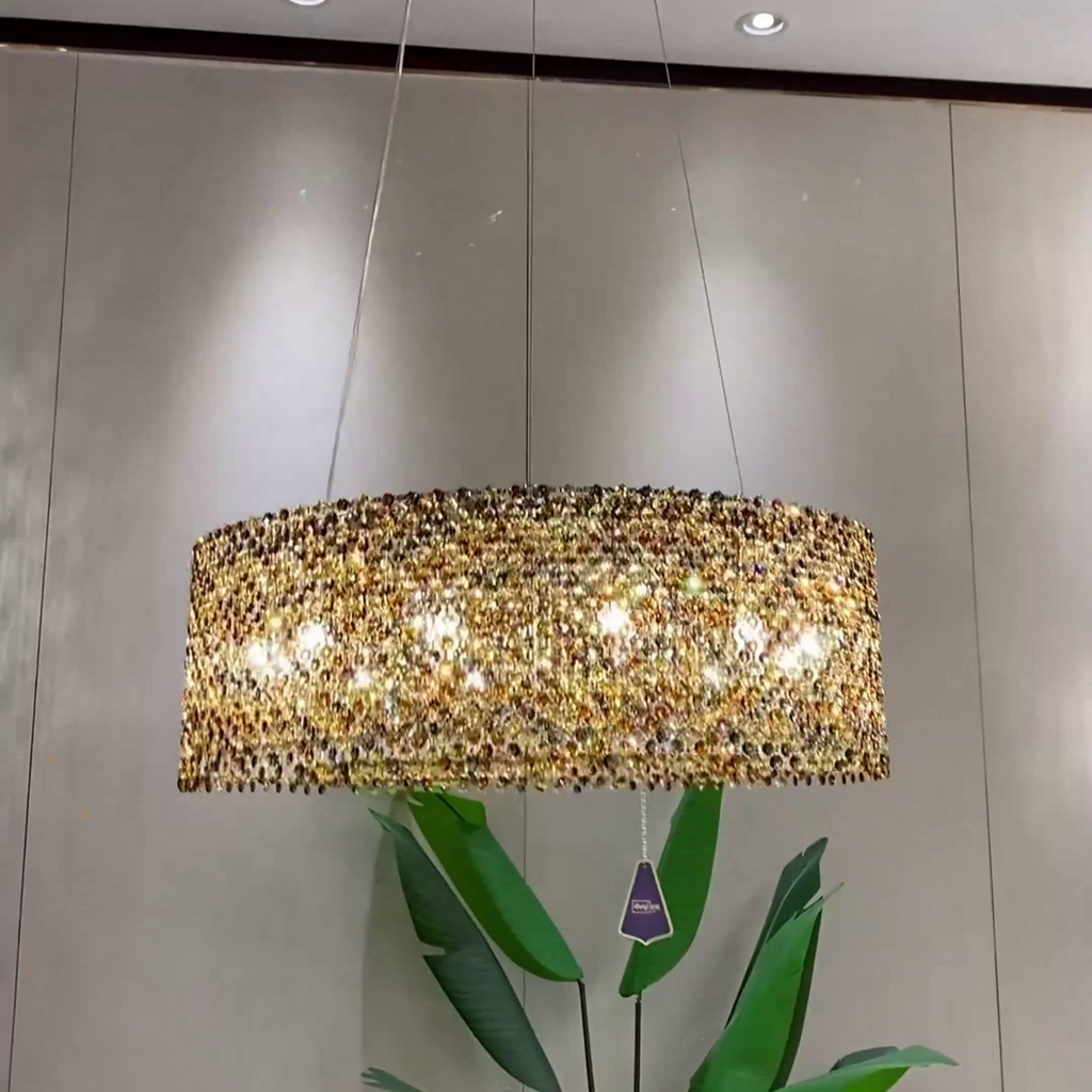 Italian Modern Light Luxury Round / wavy Crystal Chandelier Decorative Light for Living Room / dining Room