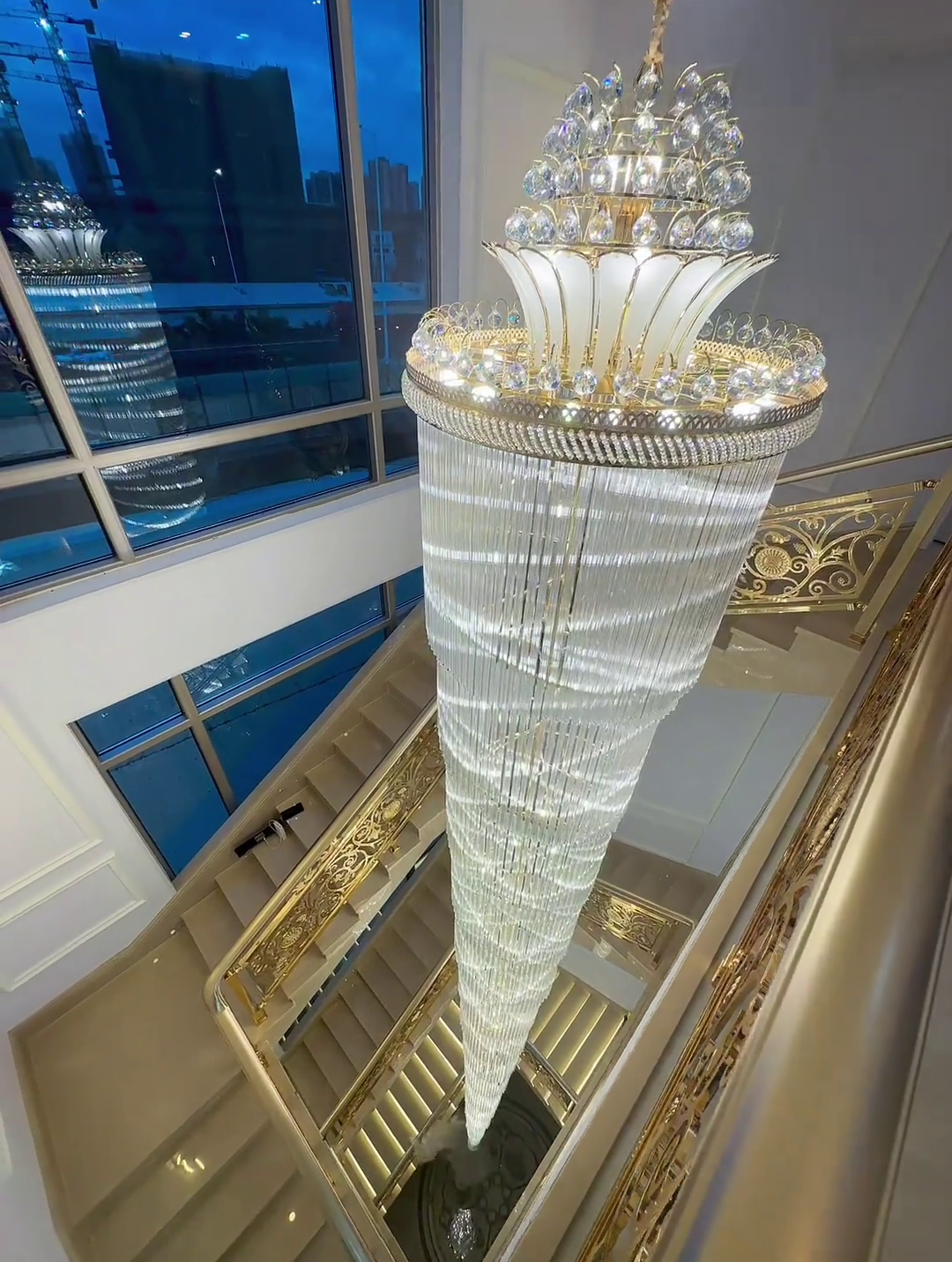 Luxury Extra Long Crystal Chandelier for Villa / staircase / foyer