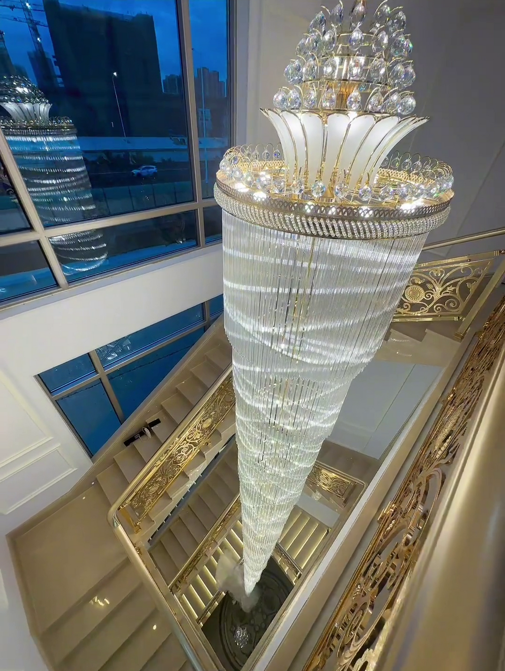 Luxury Extra Long Crystal Chandelier for Villa / staircase / foyer